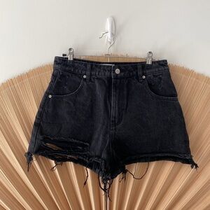 G’ day Mate Dusters Cut Off Shorts Black Distressed